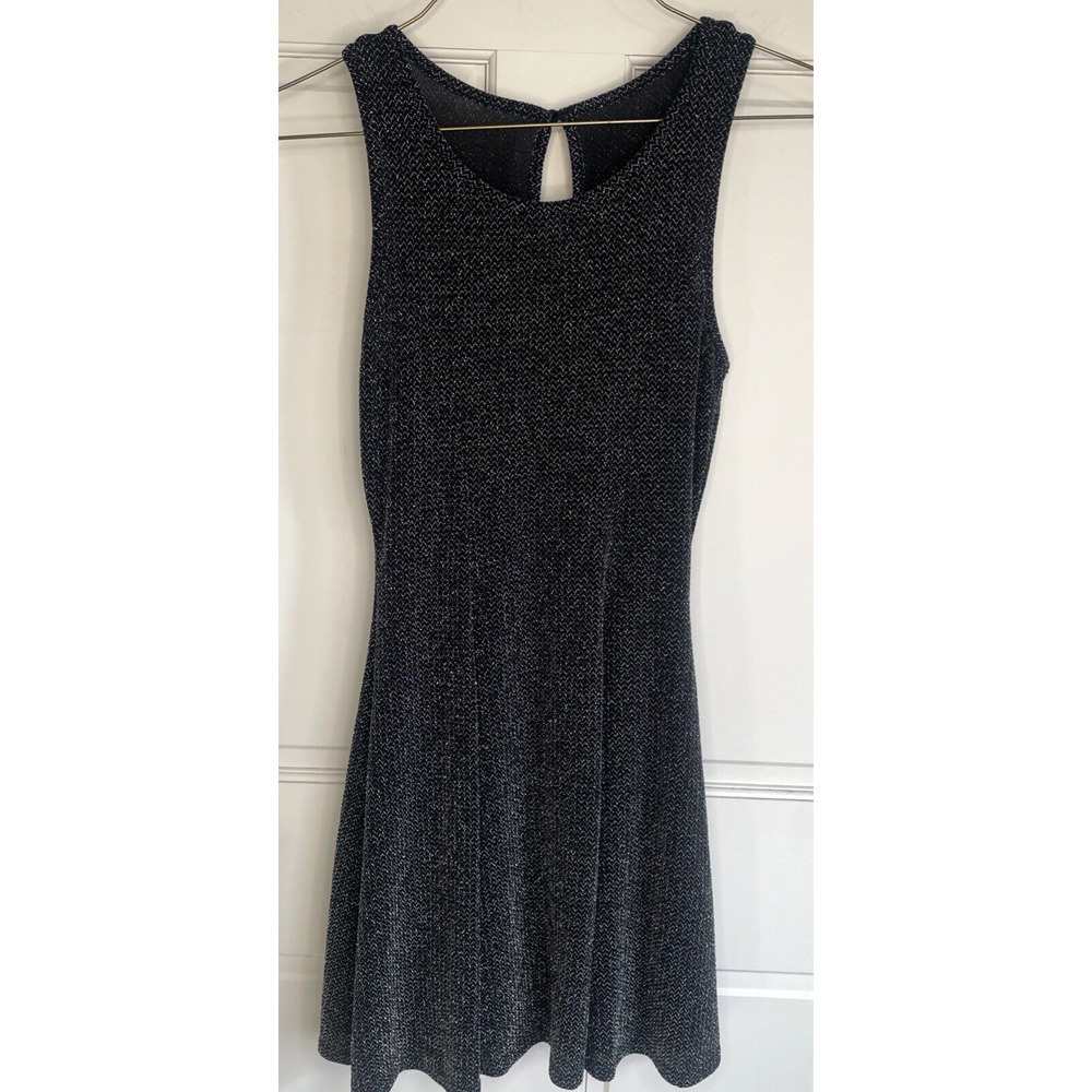 Vintage 90's Women's Black Metallic Mini Dress Sz S Retro Y2K Party Whimsigoth